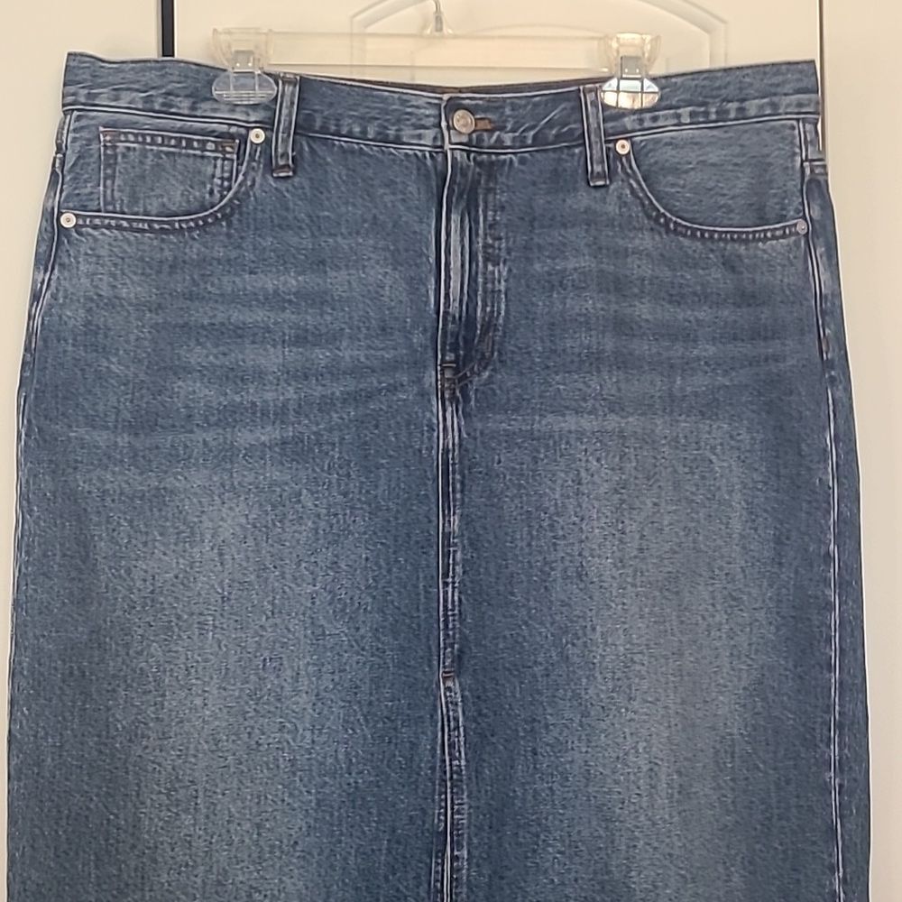 Madewell Denim Mid-Rise Maxi Skirt in Pratt Wash Retro 90's Inspired Size 32 - Picture 5 of 16